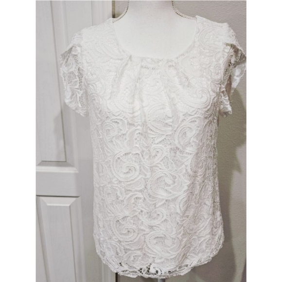 NY Collection pure white lace blouse - Picture 1 of 7